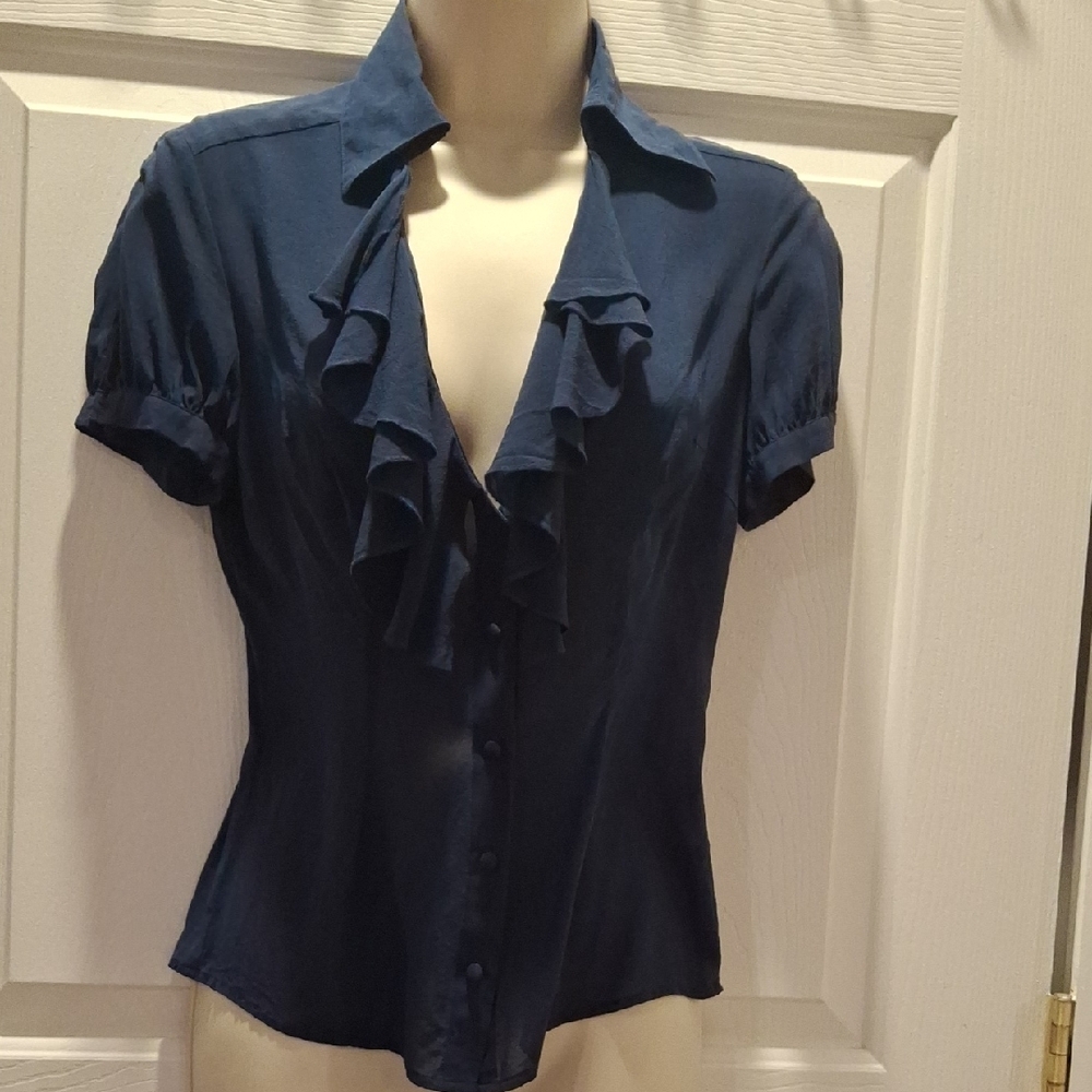 BEBE Elegant Black Ruffle Blouse